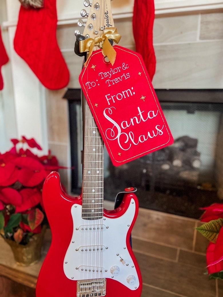 GIANT Personalized Embroidered Santa Gift Tag Name Stocking Christmas From Santa Claus Embroidery Stitched Custom Oversized Large XL