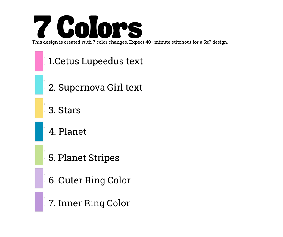 Cetus Lupeedus Supernova Girl Digital Embroidery File- 5x7