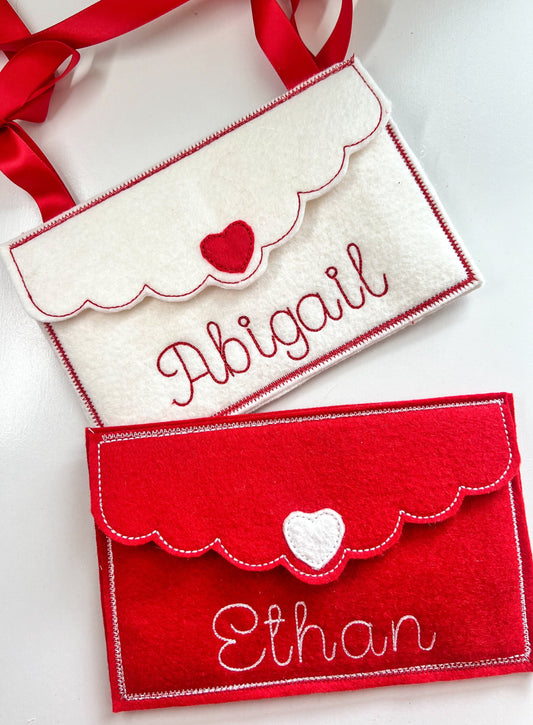 Embroidered Valentine Envelope- personalized!