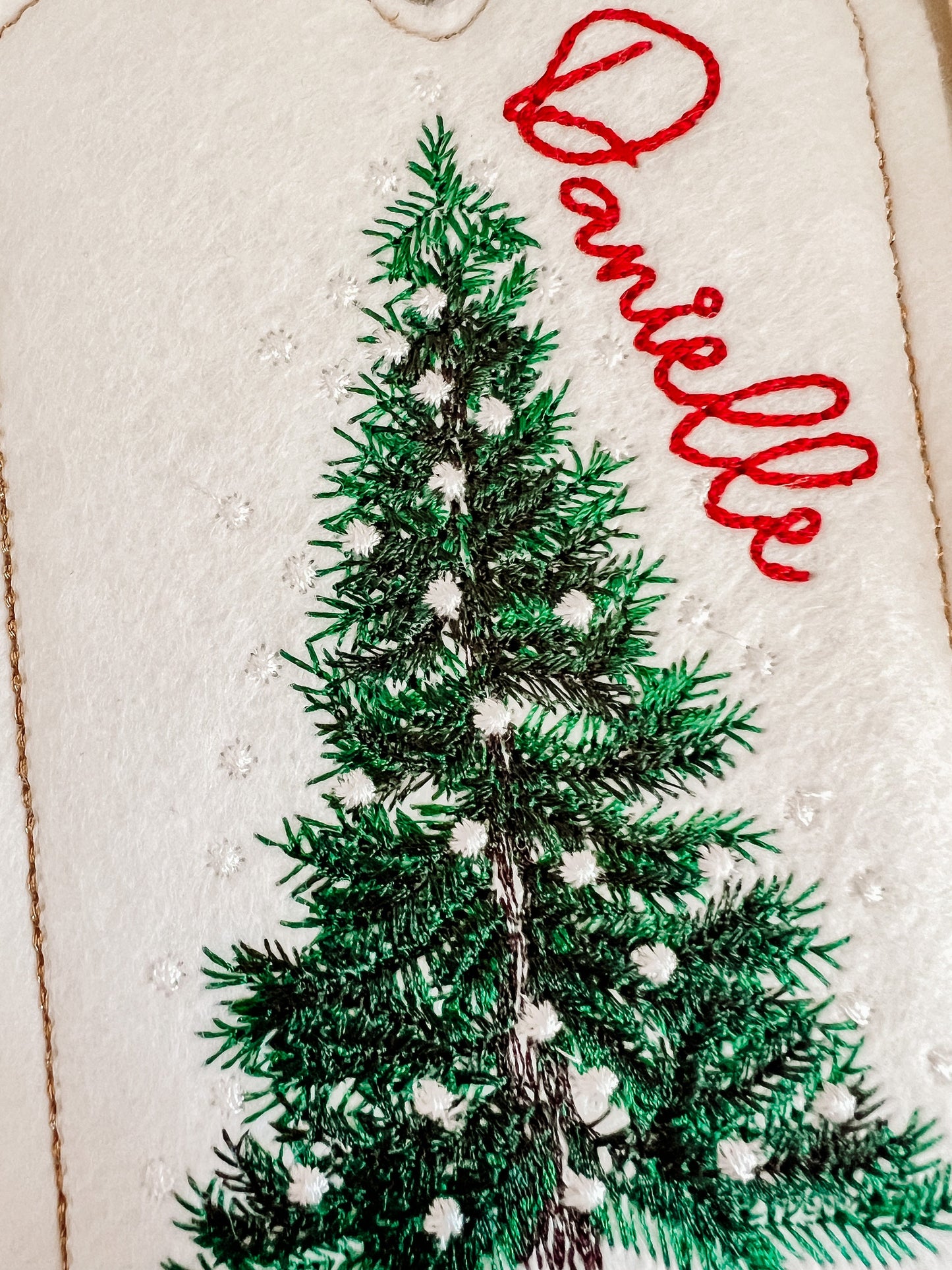 PERSONALIZED 6 Inch Embroidered Christmas Tree Stocking Gift Tag