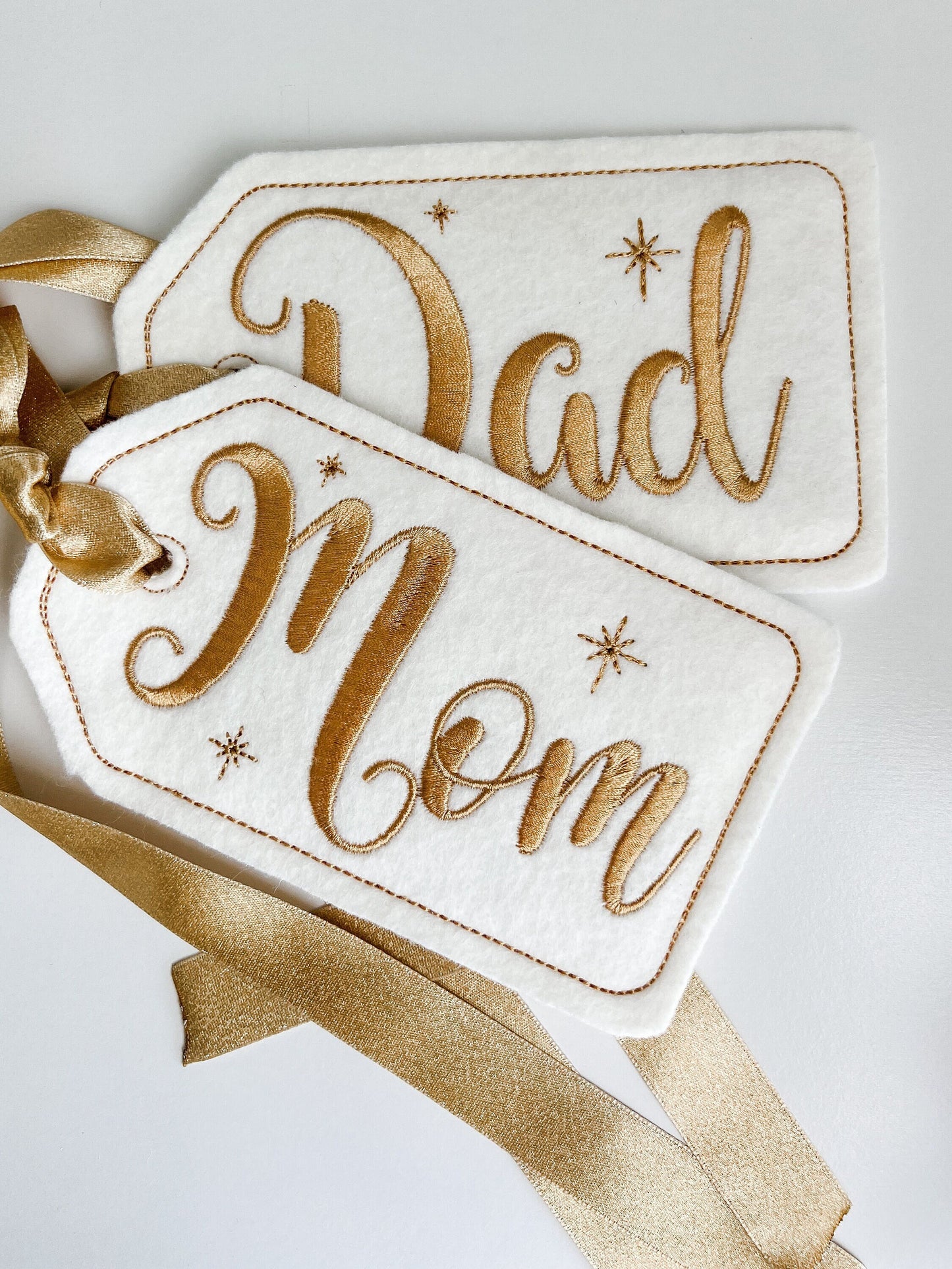6 Inch Gold Embroidered Stocking Gift Tag
