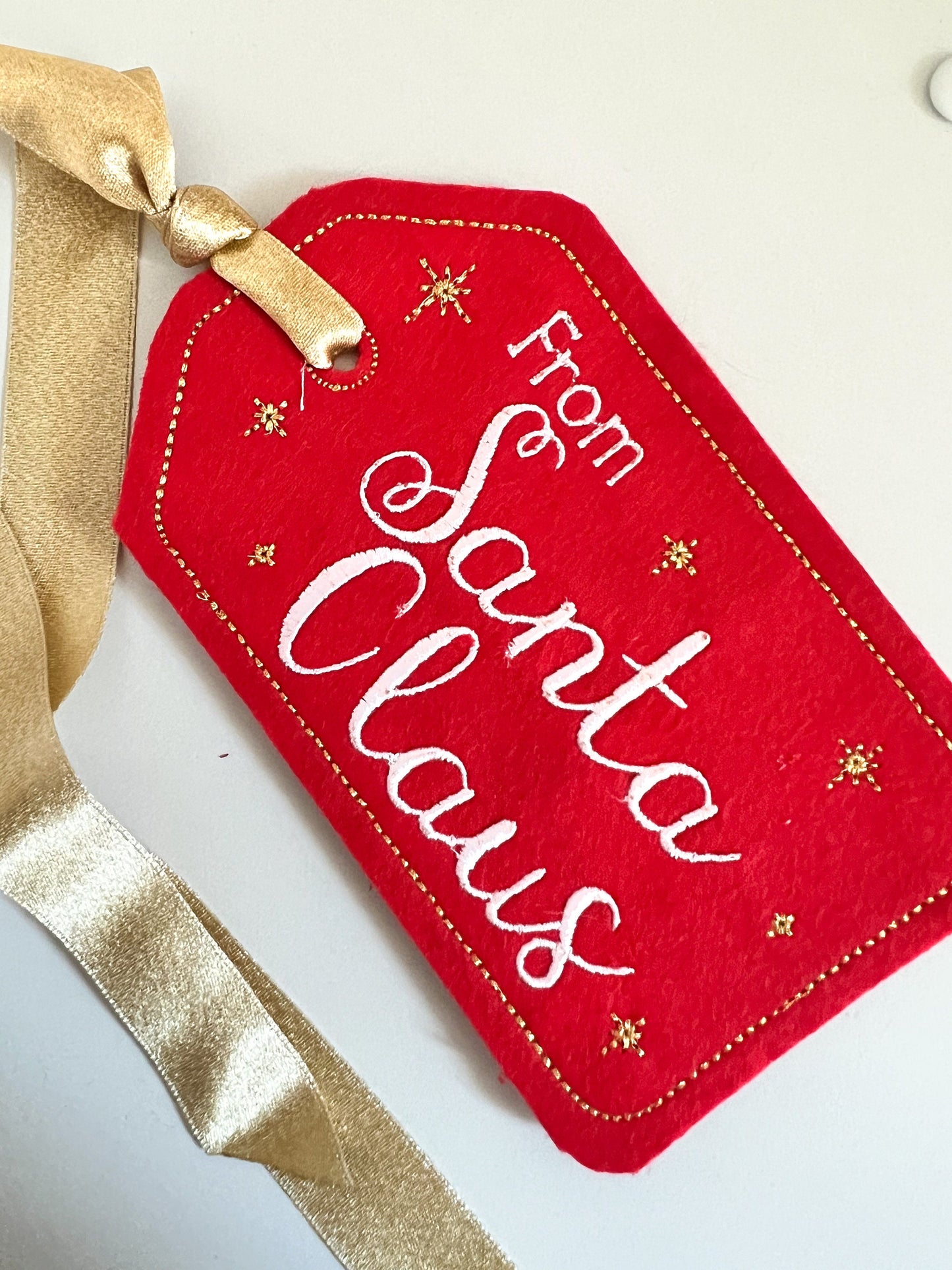 6 Inch Embroidered From Santa Gift Tag