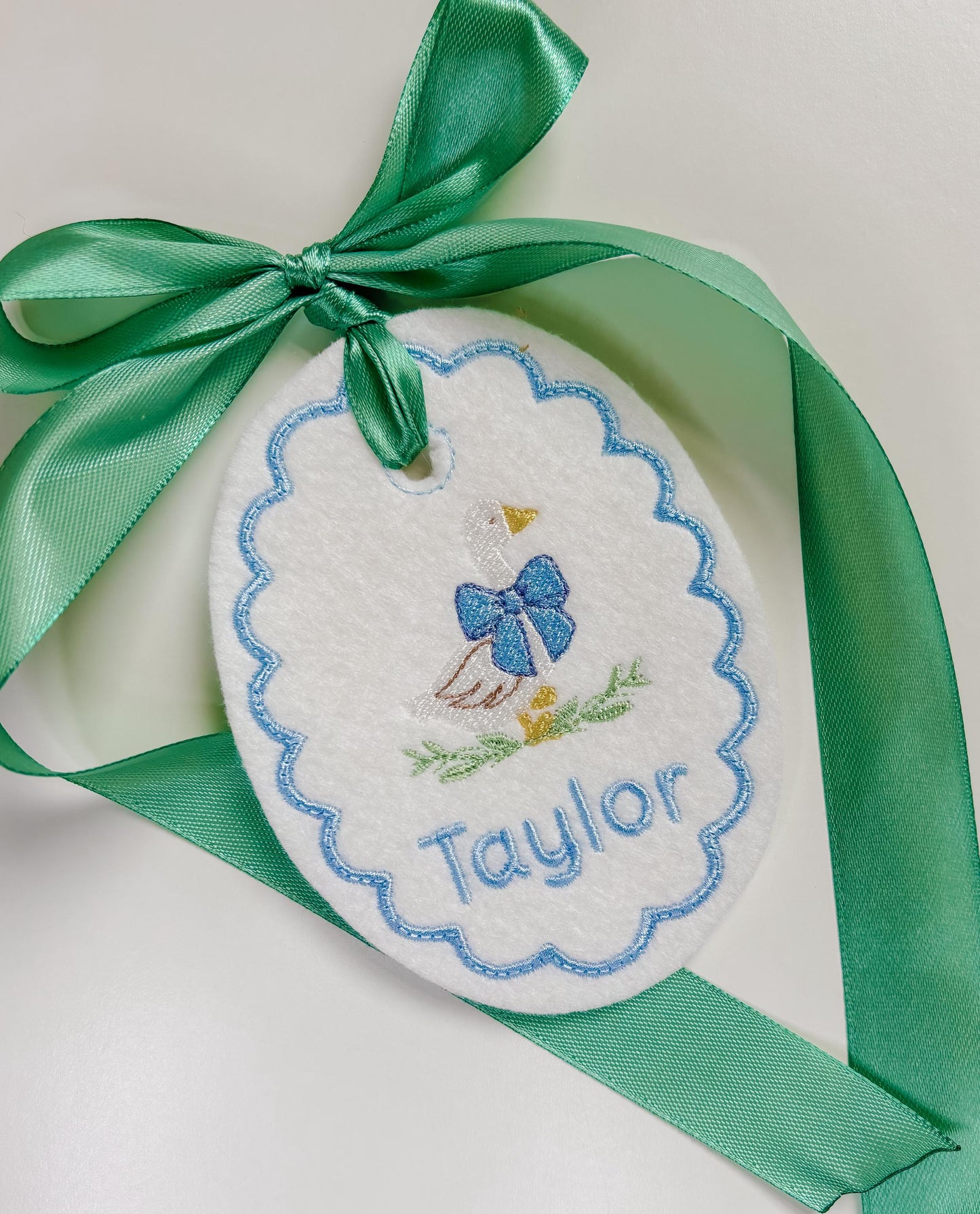 Personalized Easter Goose Tag-Embroidered Easter Basket Name Tag