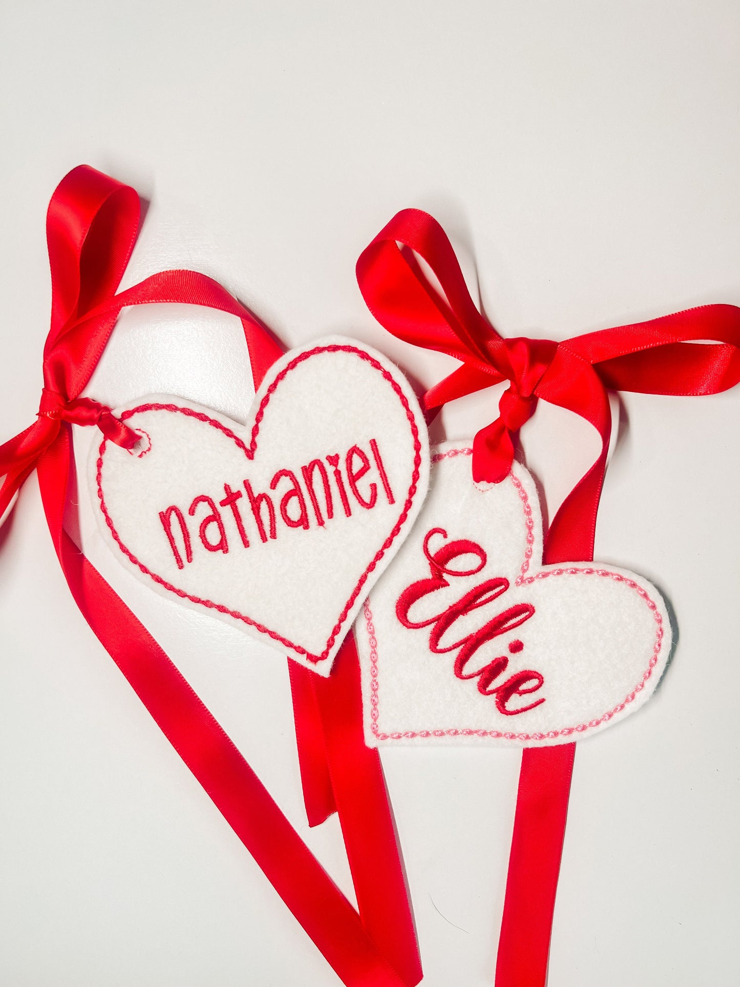Embroidered personalized Valentine’s Day Tag- custom embroidery