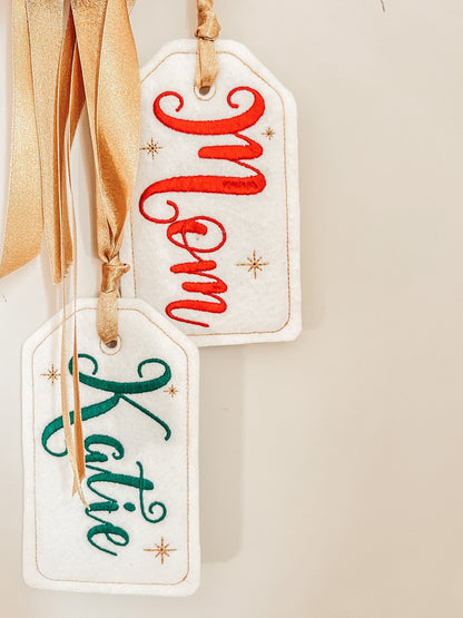 6 Inch Embroidered Stocking Gift Tag