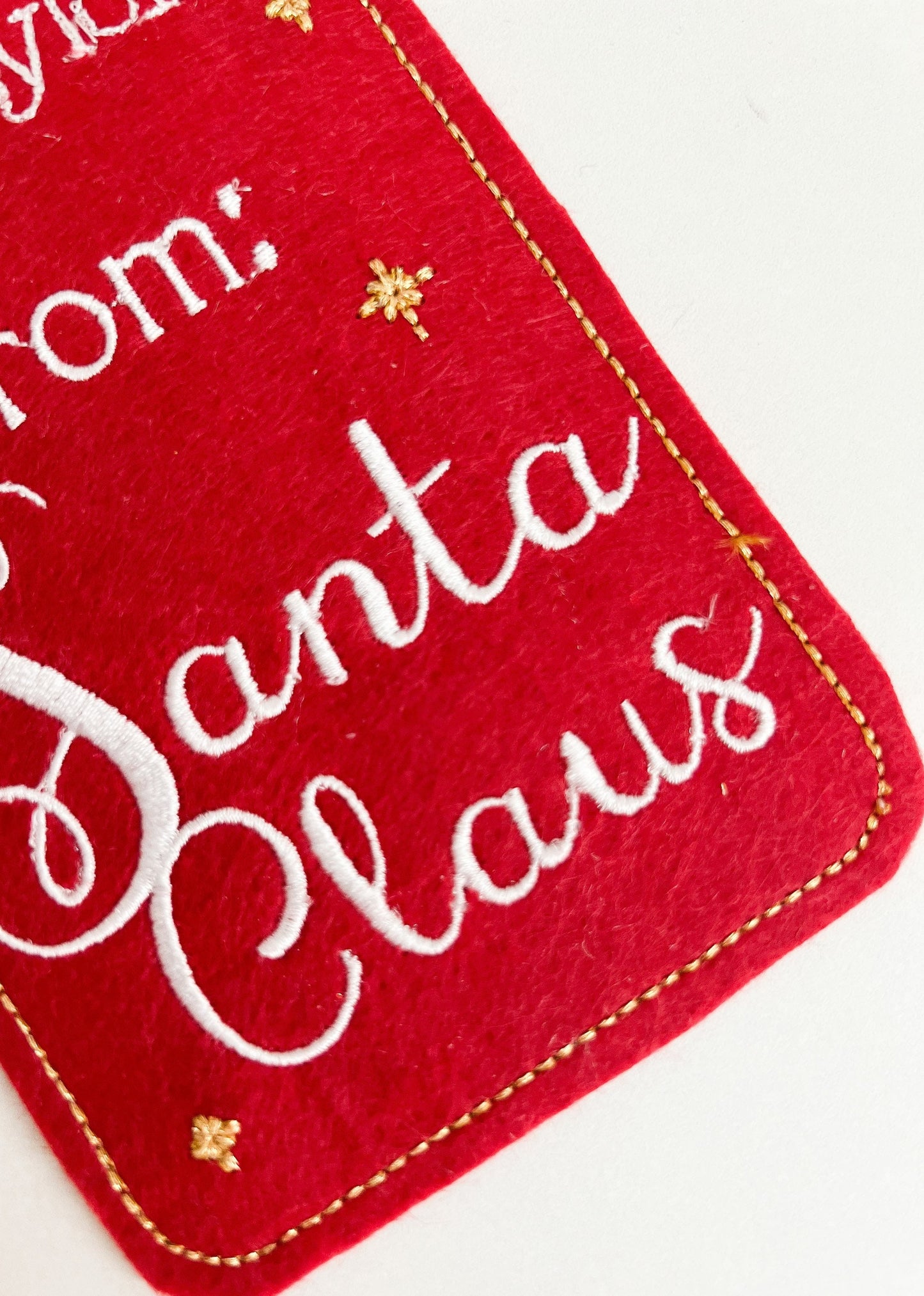 PERSONALIZED 6 Inch Embroidered From Santa Gift Tag
