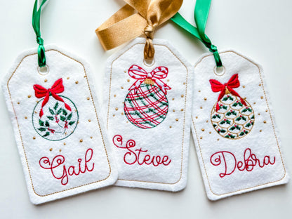PERSONALIZED 6 Inch Embroidered Plaid Ornament Stocking Gift Tag