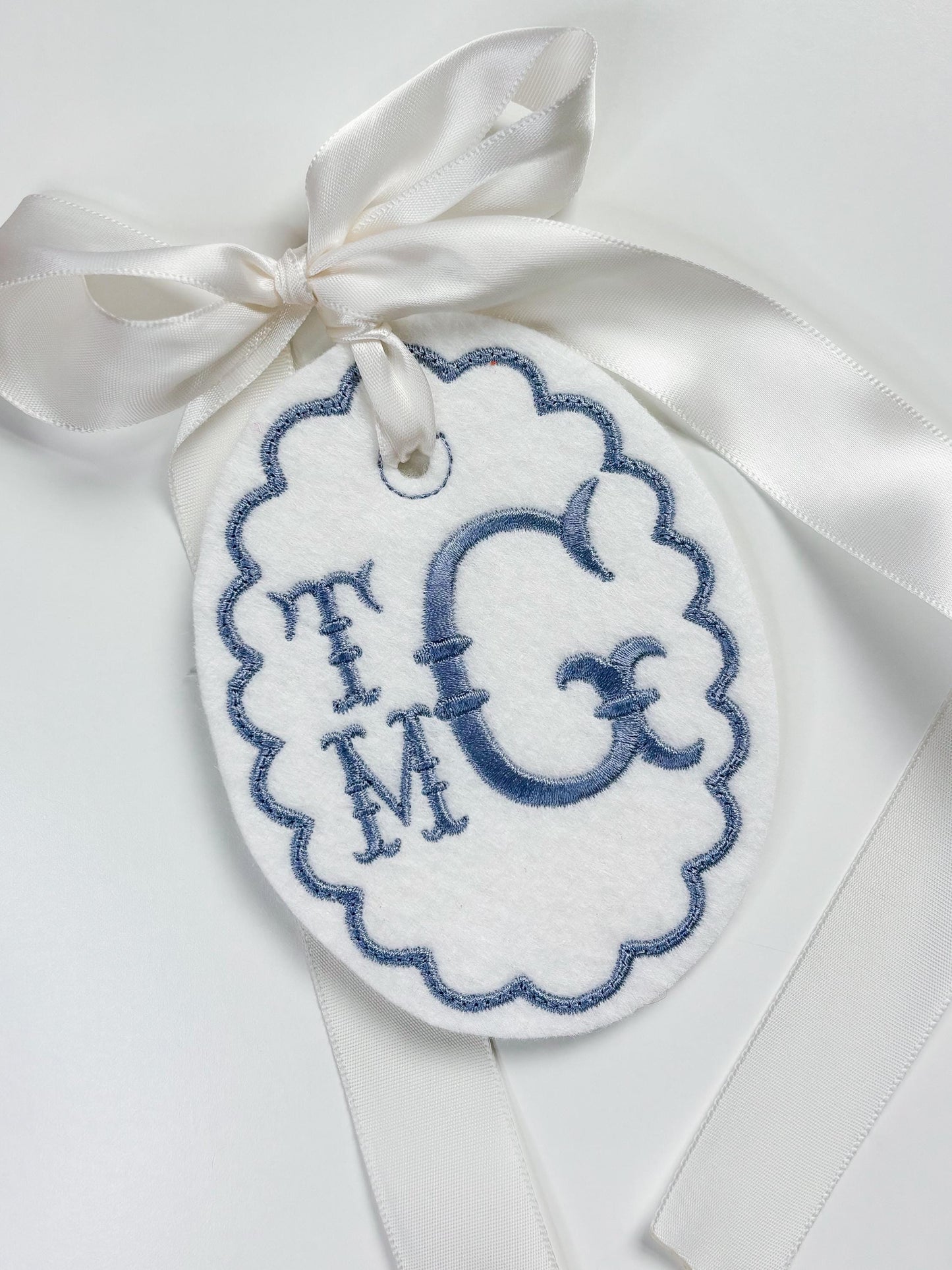 3 Letter Monogram Embroidered Easter Basket Gift Tag- Personalized