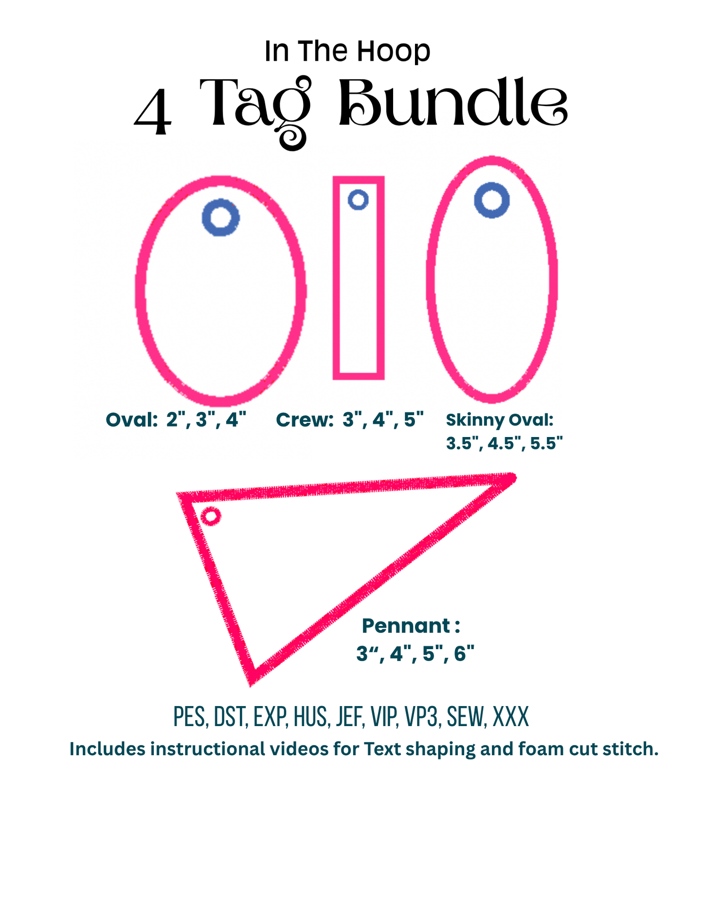 In the Hoop Tag Embroidery Design and Instruction Bundle 2