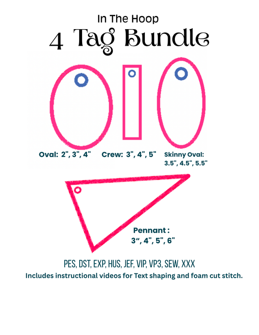 In the Hoop Tag Embroidery Design and Instruction Bundle 2