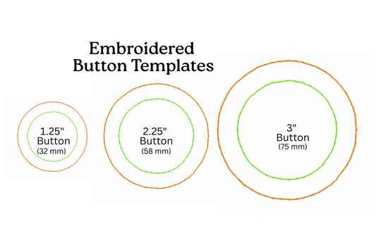 Embroidered Button Templates- 1.25", 2.25". 3" - PES, DST, JEF, VP3