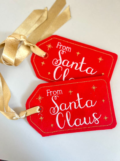 6 Inch Embroidered From Santa Gift Tag
