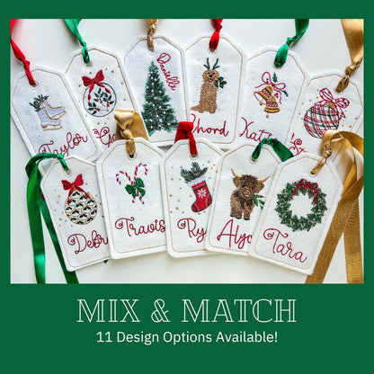 Personalized Embroidered Christmas Stocking Tag, Felt Gift Tag