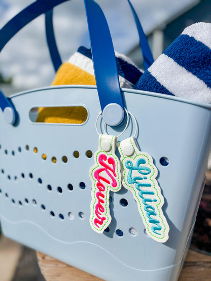Embroidered Name Bag Tag: Personalized Marine Vinyl Keychain