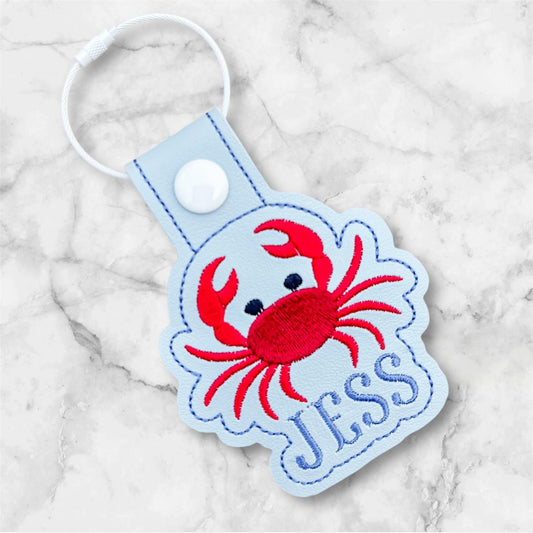 Crab Bag Charm- New England Boat Tote Tag, personalized, embroidered, monogrammed