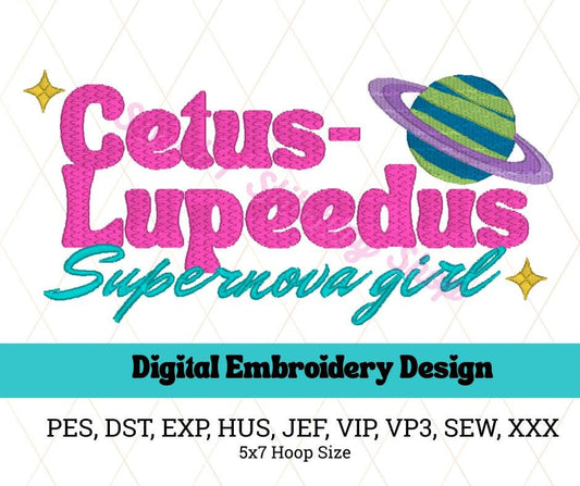 Cetus-Lupeedus Supernova Girl Digital Embroidery File- 5x7, Zenon, PES, DST, JEF, VP3
