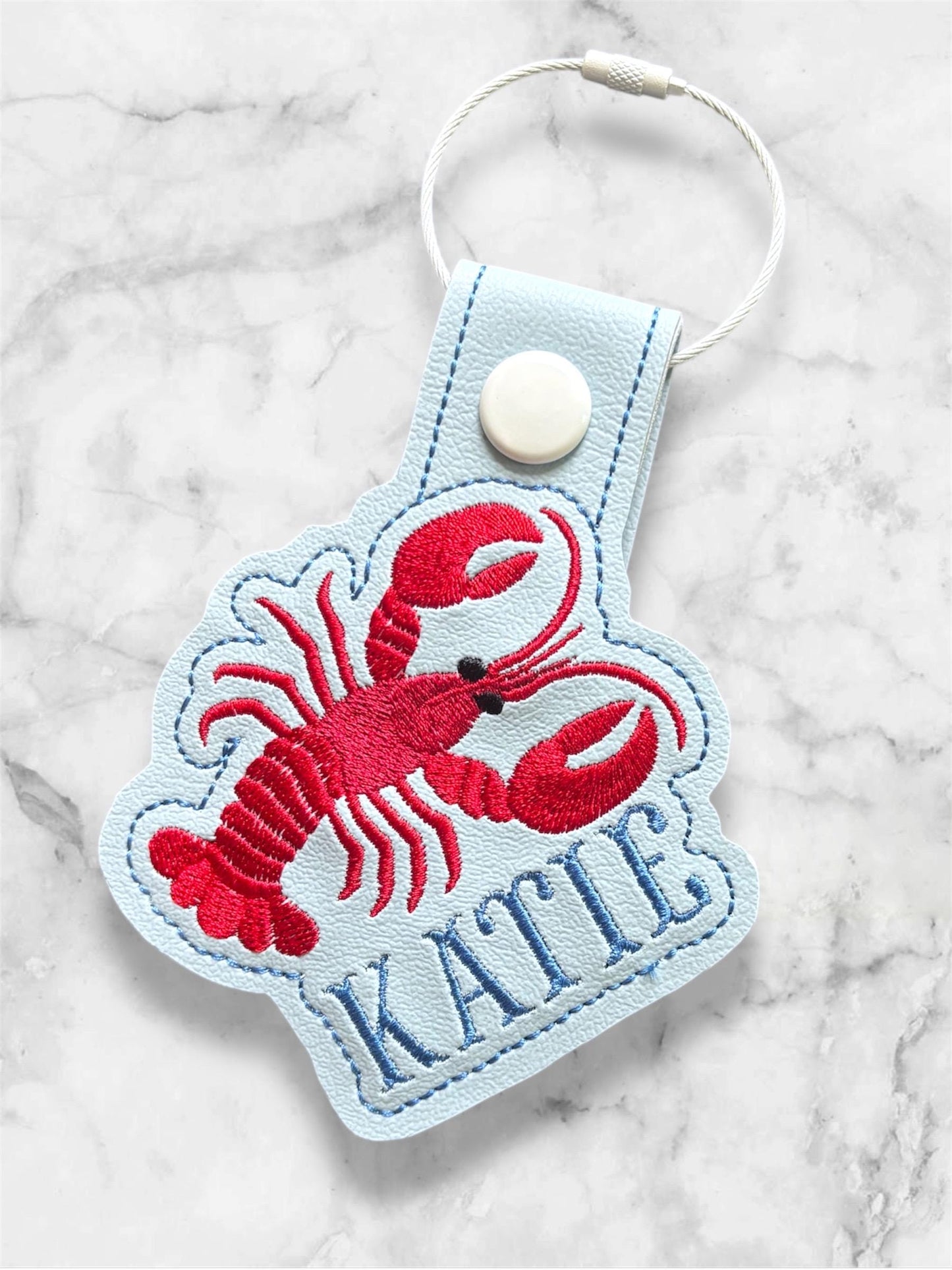 Lobster Bag Charm- New England Boat Tote Tag, personalized, embroidered, monogrammed
