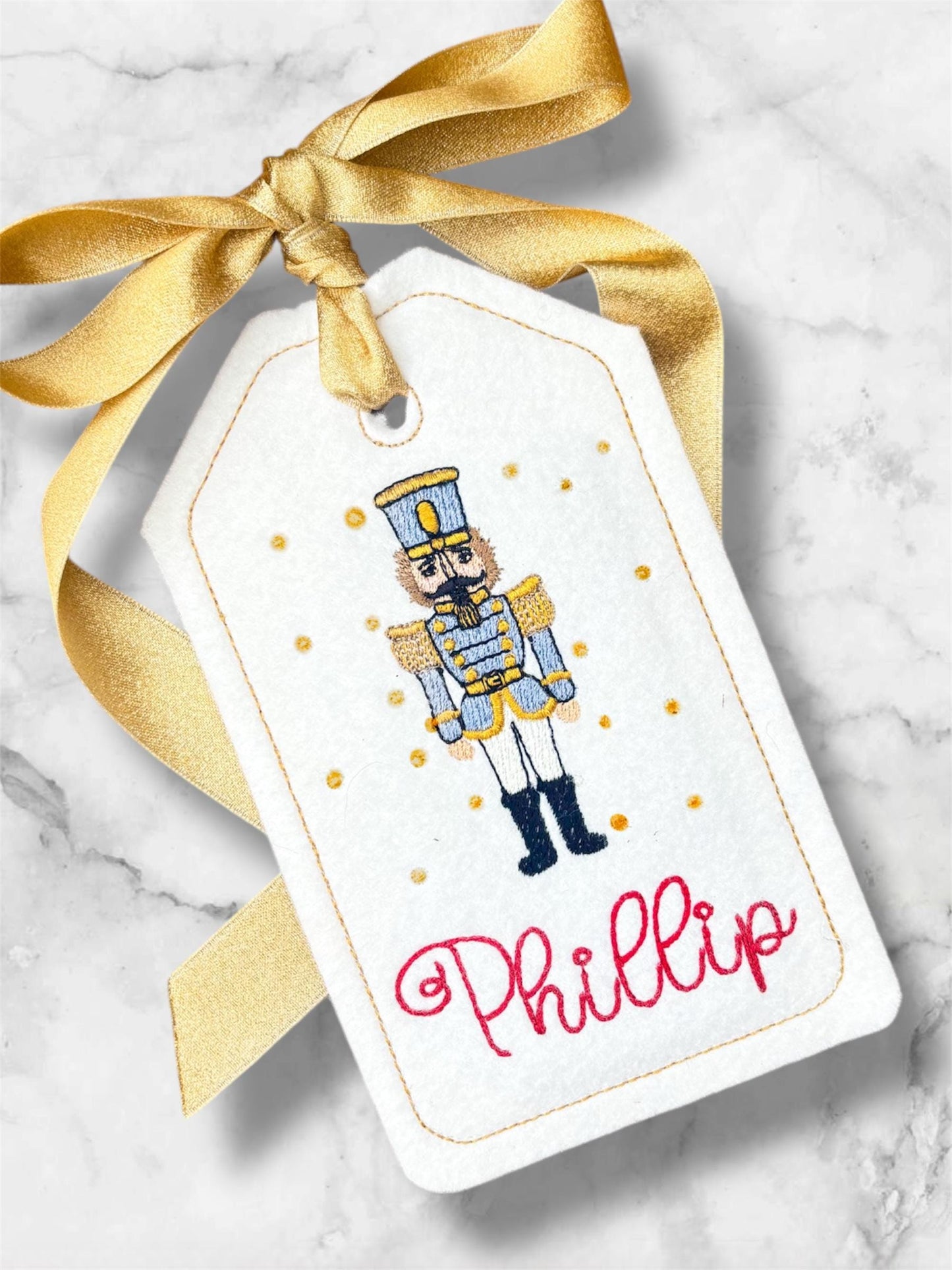 Nutcracker 6 Inch Embroidered stocking tag